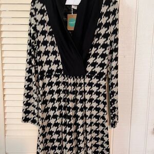 Francesca Black White Houndstooth Dress